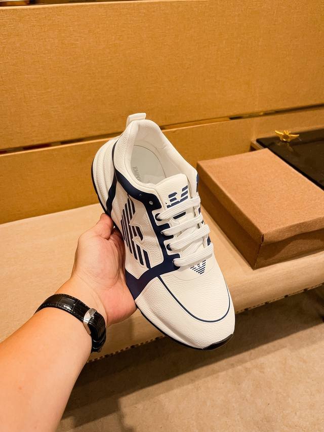 Factory approved Armani men's shoes high-end brand official website 1:1 latest masterpiece: The upper is made of original Italian official website special technology fabric, matched with original comfortable and breathable inner lining, and the origi