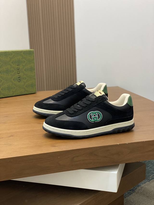 Gucci - High quality original - Upper: Nappa calf leather, Lychee grain calf leather, computer embroidery brand totem - Inner: Water dyed calf leather - outsole: Ultra light TPU rubber; Two tone molded outsole - Ultra high quality control workmanship