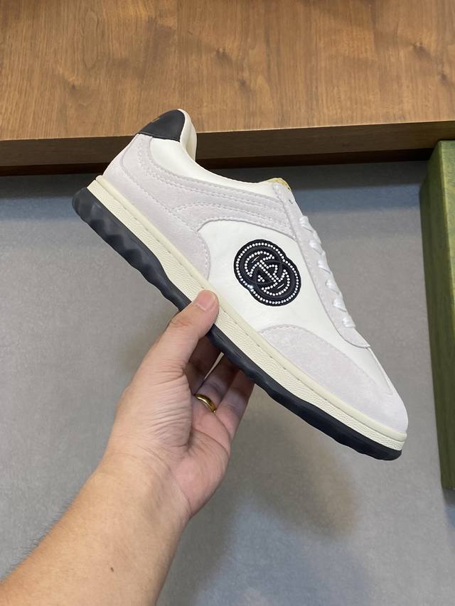 Gucci - High quality original - Upper: Nappa calf leather, Lychee grain calf leather, computer embroidery brand totem - Inner: Water dyed calf leather - outsole: Ultra light TPU rubber; Two tone molded outsole - Ultra high quality control workmanship