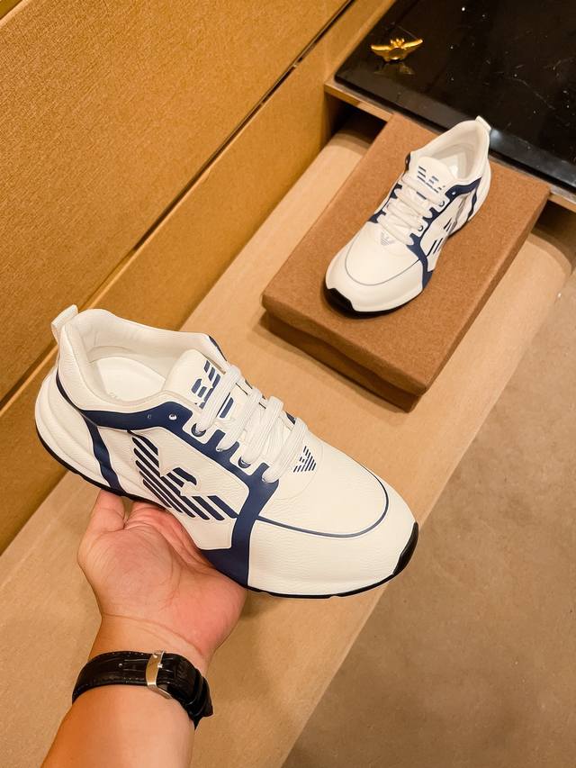 Factory approved Armani men's shoes high-end brand official website 1:1 latest masterpiece: The upper is made of original Italian official website special technology fabric, matched with original comfortable and breathable inner lining, and the origi