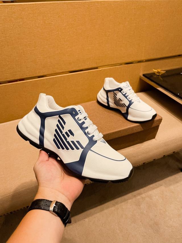 Factory approved Armani men's shoes high-end brand official website 1:1 latest masterpiece: The upper is made of original Italian official website special technology fabric, matched with original comfortable and breathable inner lining, and the origi