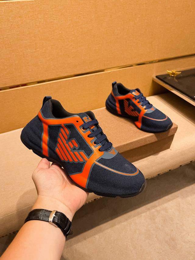 Factory approved Armani men's shoes high-end brand official website 1:1 latest masterpiece: The upper is made of original Italian official website special technology fabric, matched with original comfortable and breathable inner lining, and the origi