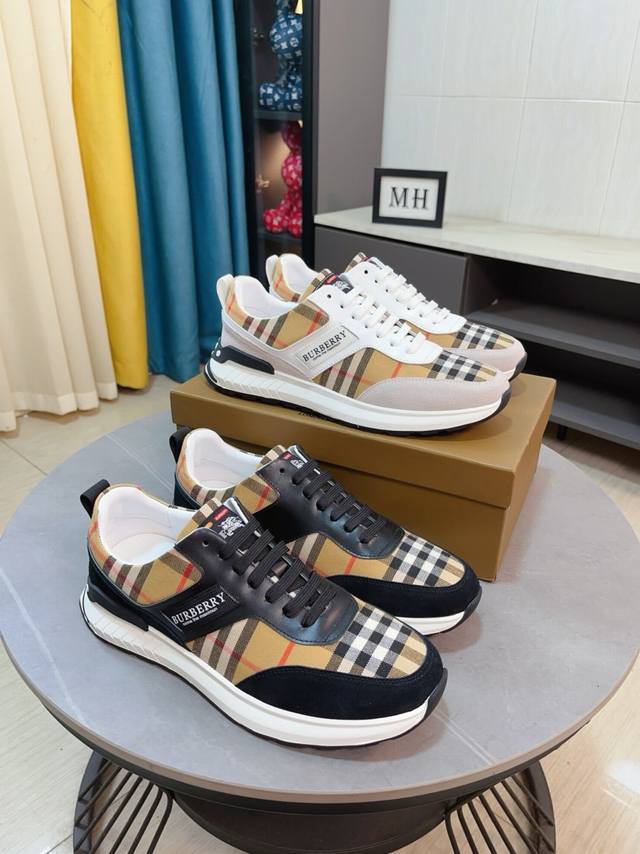 The factory price of Burberry Burbdrry's latest popular casual shoes with the same high version on the official website is the top brand luxury~purchasing agent. The upper is made of imported cowhide patchwork fabric, the original material is high-en