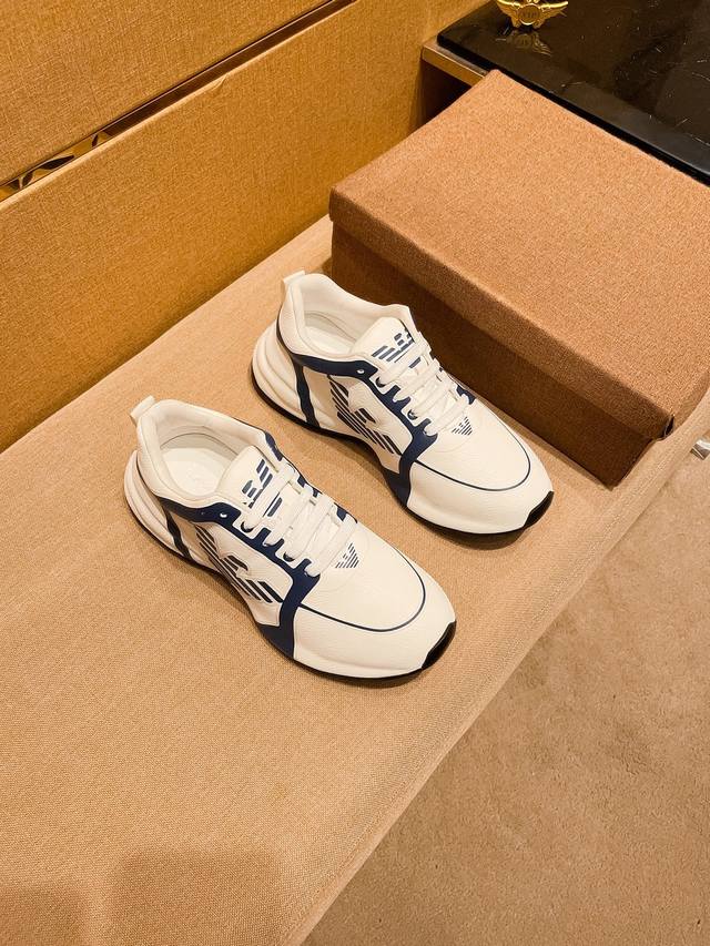 Factory approved Armani men's shoes high-end brand official website 1:1 latest masterpiece: The upper is made of original Italian official website special technology fabric, matched with original comfortable and breathable inner lining, and the origi