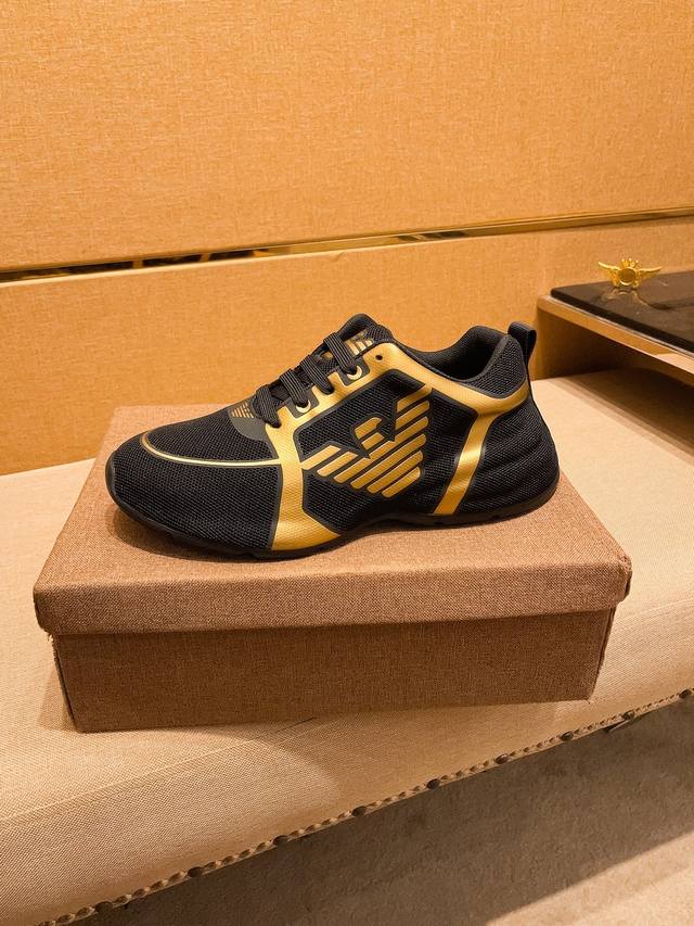 Factory approved Armani men's shoes high-end brand official website 1:1 latest masterpiece: The upper is made of original Italian official website special technology fabric, matched with original comfortable and breathable inner lining, and the origi