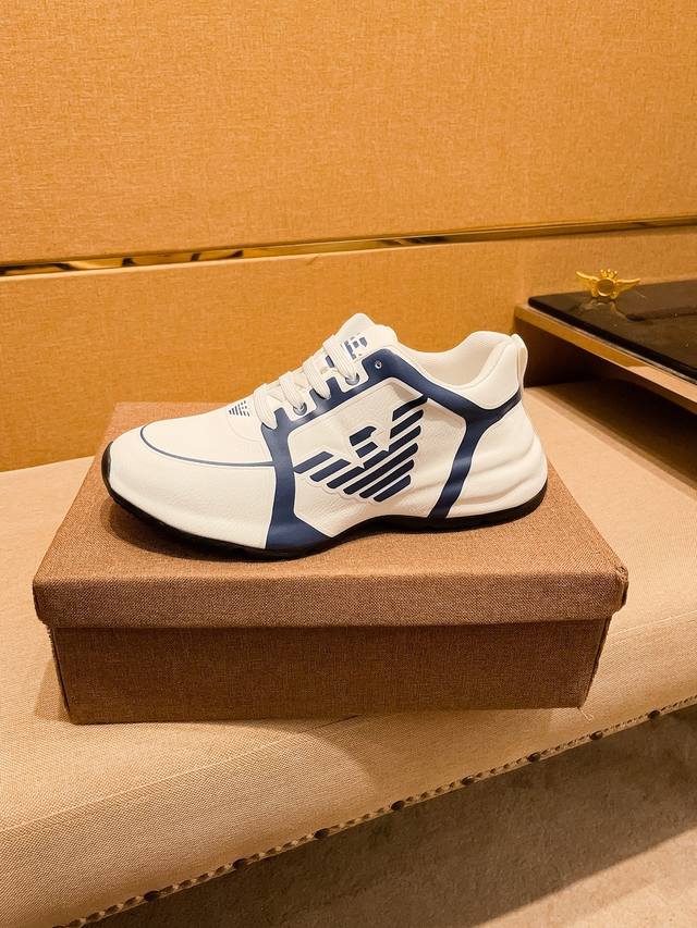 Factory approved Armani men's shoes high-end brand official website 1:1 latest masterpiece: The upper is made of original Italian official website special technology fabric, matched with original comfortable and breathable inner lining, and the origi