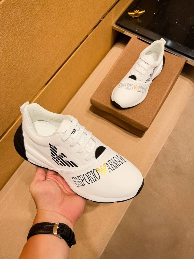 Factory approved Armani men's shoes high-end brand official website 1:1 latest masterpiece: The upper is made of original Italian official website special technology fabric, matched with original comfortable and breathable inner lining, and the origi