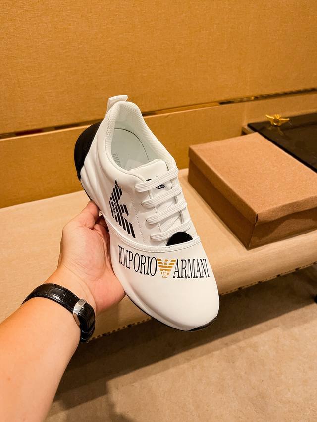 Factory approved Armani men's shoes high-end brand official website 1:1 latest masterpiece: The upper is made of original Italian official website special technology fabric, matched with original comfortable and breathable inner lining, and the origi