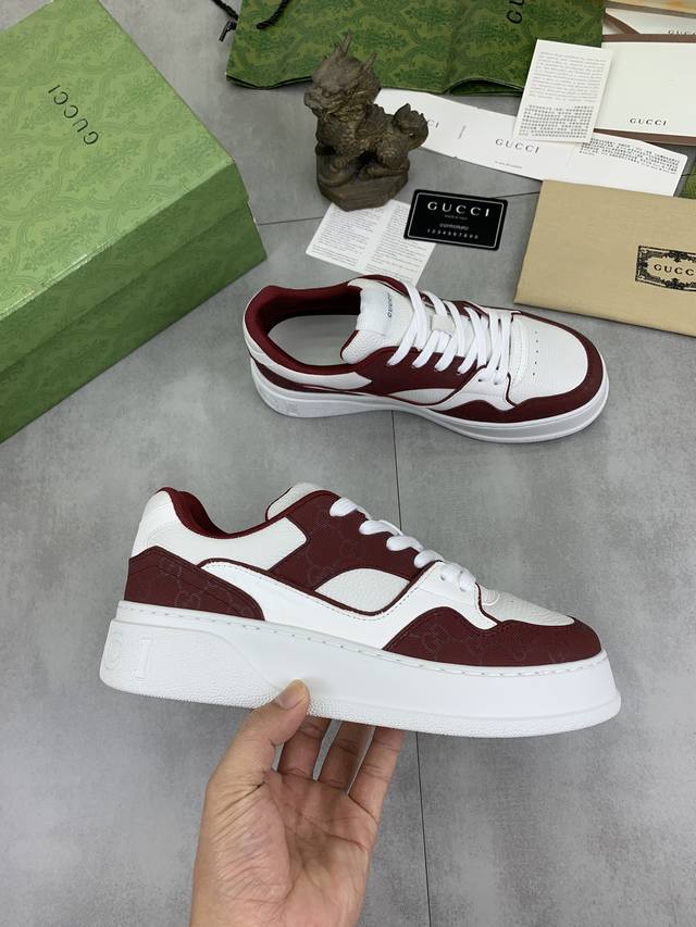 Factory price, real price, top of the line Gucci 24SS counter, latest couple style, thick soled Gucci white shoes, purchasing level Gucci's latest lightweight thick soled white shoes! Top tier chip version! Do you have the same feeling of 
