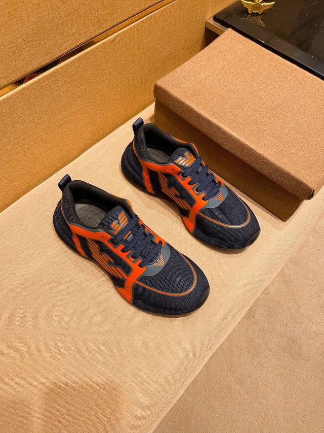 Factory approved Armani men's shoes high-end brand official website 1:1 latest masterpiece: The upper is made of original Italian official website special technology fabric, matched with original comfortable and breathable inner lining, and the origi
