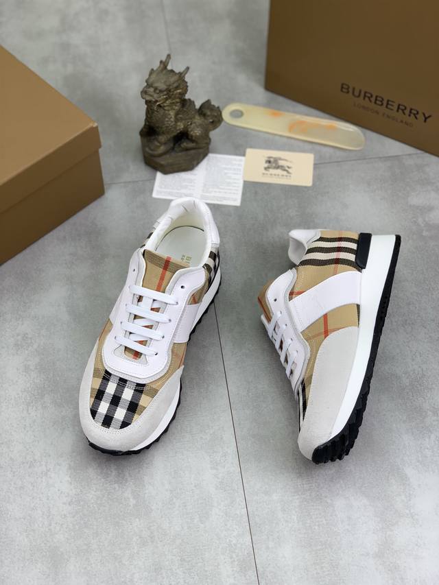 Factory price Knight Burberry sports men's shoes new casual low top men's shoes, new autumn and winter season design, perfect workmanship, set foot lazy style to create cabinet quality, shoe upper: fashionable and exquisite Burberry floral fabric wit