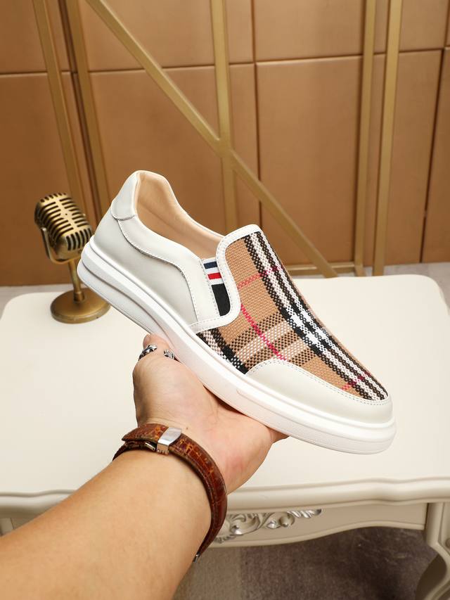 Real price latest casual men's shoes, welcome 1:1 comparison, hot selling Burberry Hong Kong counter casual shoes, counter quality, support for inspection, high-quality workmanship, upper made of imported Italian top layer cowhide, imported leather l