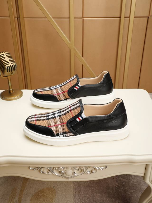 Real price latest casual men's shoes, welcome 1:1 comparison, hot selling Burberry Hong Kong counter casual shoes, counter quality, support for inspection, high-quality workmanship, upper made of imported Italian top layer cowhide, imported leather l