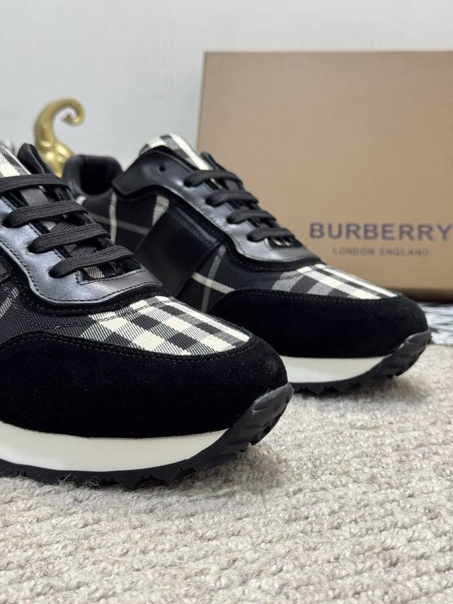 The new Burberry men's classic low cut sneakers, priced at actual factory price BURBERRY2024C, feature vintage plaid cotton paired with cowhide material for a refreshed interpretation, adorned with a refreshed brand logo. Made from sheepskin, durable