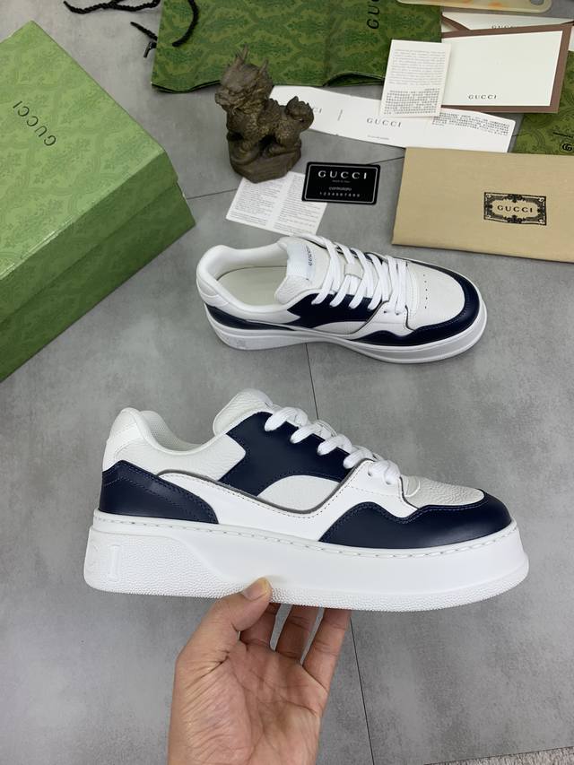 Factory price, real price, top of the line Gucci 24SS counter, latest couple style, thick soled Gucci white shoes, purchasing level Gucci's latest lightweight thick soled white shoes! Top tier chip version! Do you have the same feeling of 