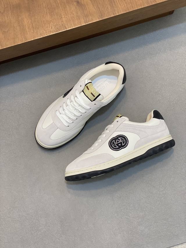 Gucci - High quality original - Upper: Nappa calf leather, Lychee grain calf leather, computer embroidery brand totem - Inner: Water dyed calf leather - outsole: Ultra light TPU rubber; Two tone molded outsole - Ultra high quality control workmanship