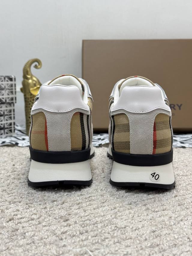 The new Burberry men's classic low cut sneakers, priced at actual factory price BURBERRY2024C, feature vintage plaid cotton paired with cowhide material for a refreshed interpretation, adorned with a refreshed brand logo. Made from sheepskin, durable