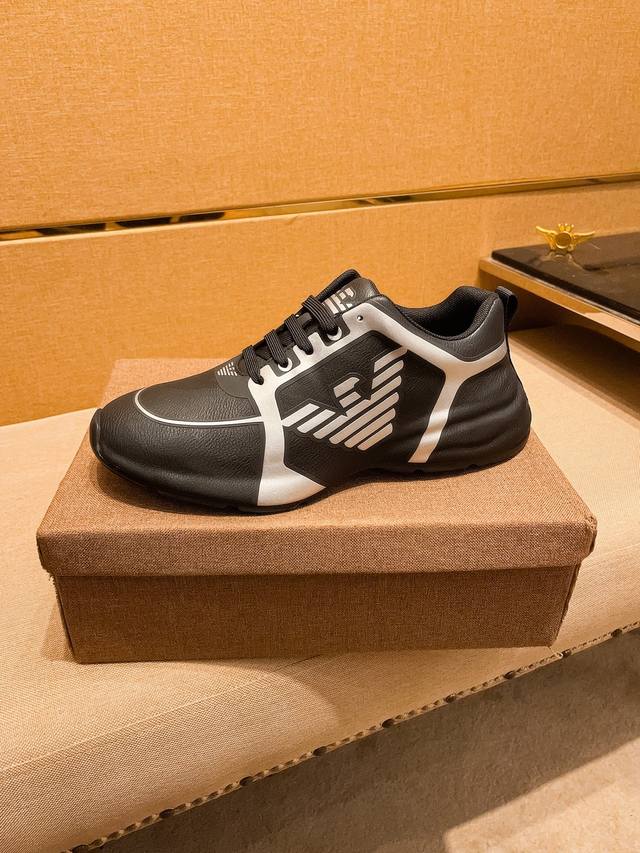 Factory approved Armani men's shoes high-end brand official website 1:1 latest masterpiece: The upper is made of original Italian official website special technology fabric, matched with original comfortable and breathable inner lining, and the origi